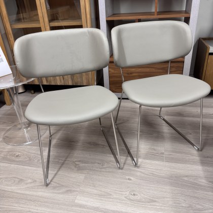 Calligaris - Set of 2 Claire M Chairs in Taupe Leather Calligaris - Set of 2 Claire M Chairs in Taupe Leather