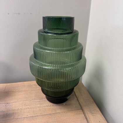 Natuzzi - Green Ribbed Vase Natuzzi - Green Ribbed Vase