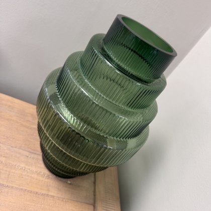 Natuzzi - Green Ribbed Vase Natuzzi - Green Ribbed Vase