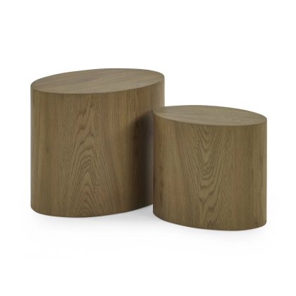 Set of 2 - Oval Tables Oak Finish Set of 2 - Oval Tables Oak Finish