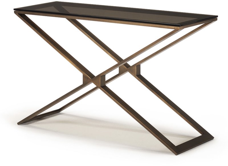 Zara - Console Table Bronze Glass/Brass Frame Zara - Console Table Bronze Glass/Brass Frame
