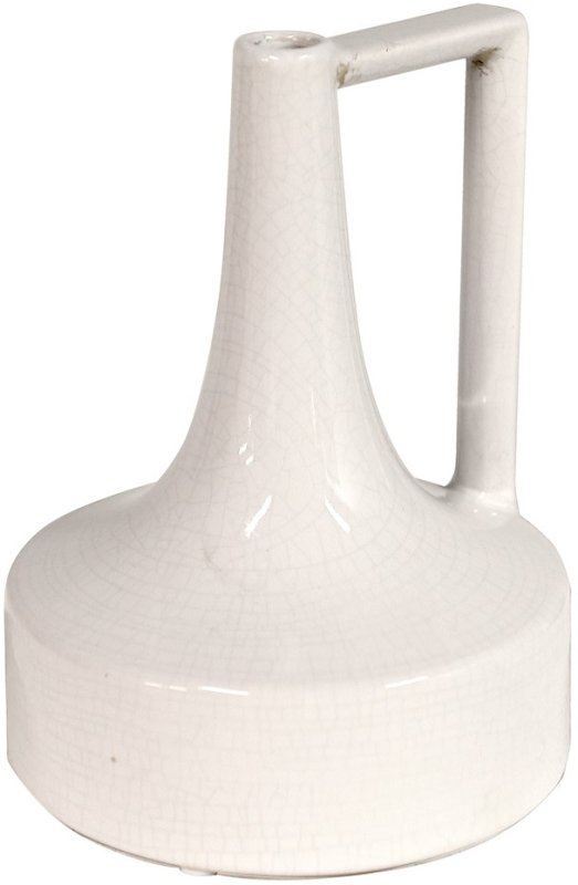 Small White Crackle Effect Jug Vase with Handle Small White Crackle Effect Jug Vase with Handle