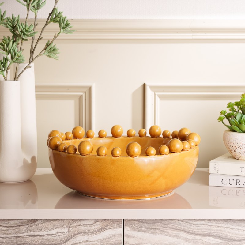 Bobble Edged Bowl - Mustard Bobble Edged Bowl - Mustard