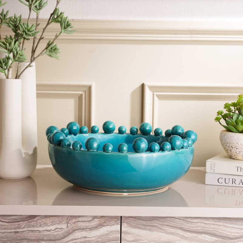 Bobble Edged Bowl - Aqua Bobble Edged Bowl - Aqua