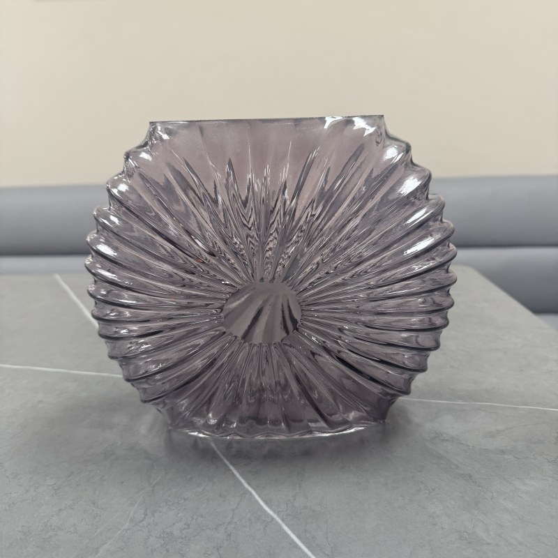 Round Ribbed Glass Vase Round Ribbed Glass Vase