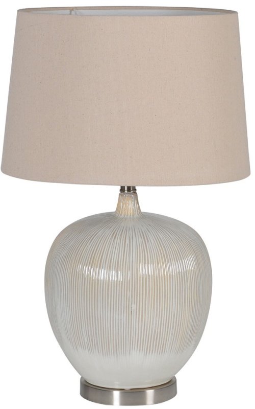 Neutral Rounded Table Lamp with Linen Shade Neutral Rounded Table Lamp with Linen Shade