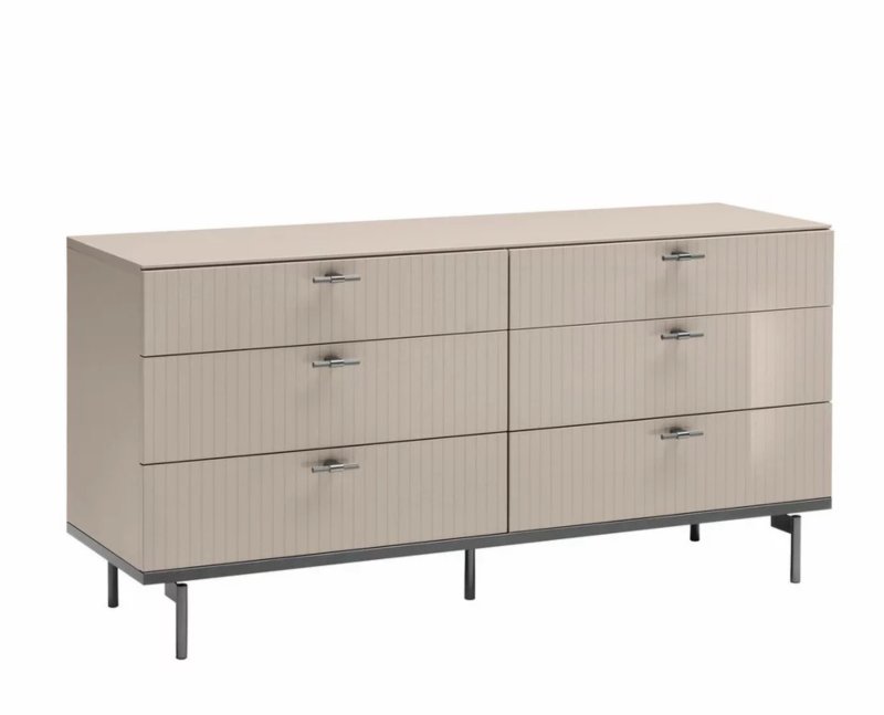 Claire - 6 Drawer Wide Chest Pearl Line Claire - 6 Drawer Wide Chest Pearl Line