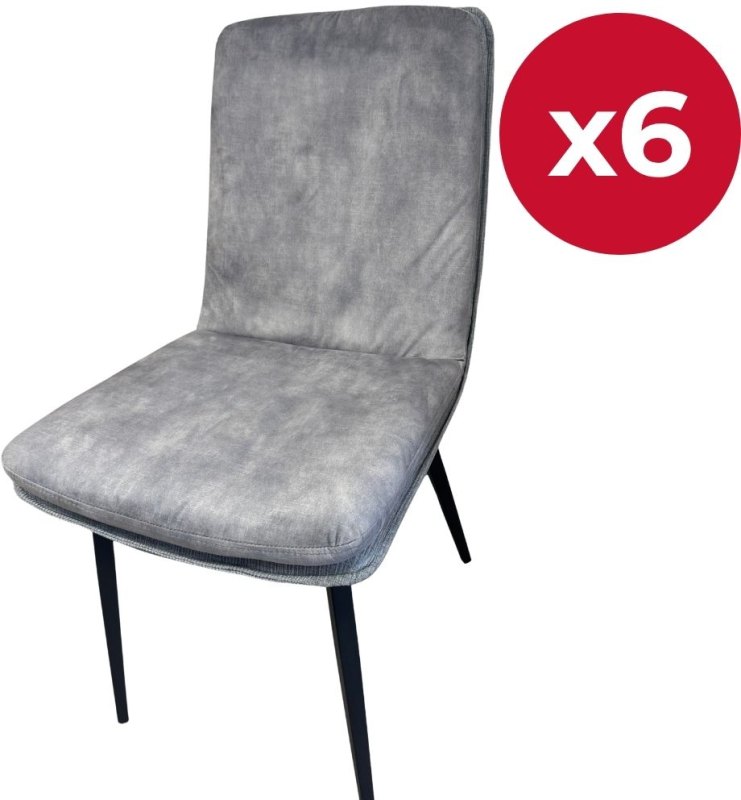 Set of 6 Jimmy - Dining Chairs - Grey Velvet Set of 6 Jimmy - Dining Chairs - Grey Velvet