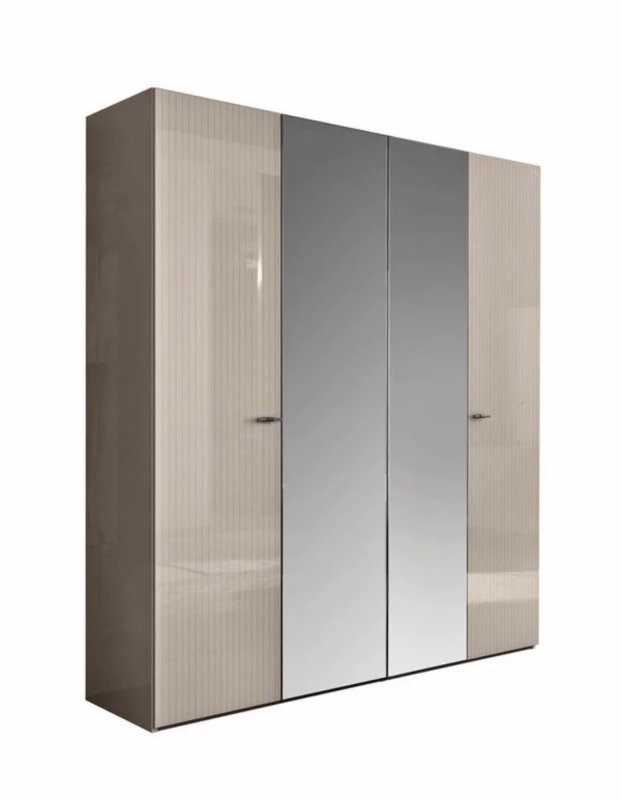 Claire - Wardrobe 4 Door - 2 Wooden Doors + 2 Mirror Doors Middle Pearl Line Claire - Wardrobe 4 Door - 2 Wooden Doors + 2 Mirror Doors Middle Pearl Line