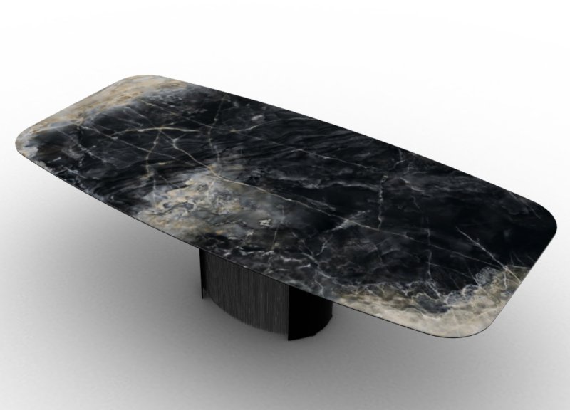 Calligaris - Yoroi 250cm - Black Onyx Marble with Black Cannulated Base Calligaris - Yoroi 250cm - Black Onyx Marble with Black Cannulated Base
