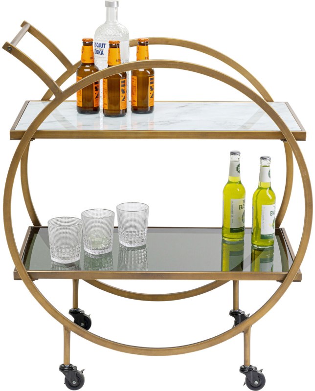 Drinks Trolley Brass with Stone and Glass Drinks Trolley Brass with Stone and Glass