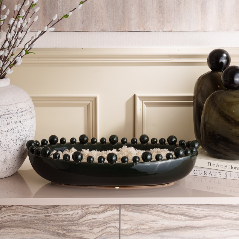 Bobble Edged Bowl - Black Oval Bobble Edged Bowl - Black Oval