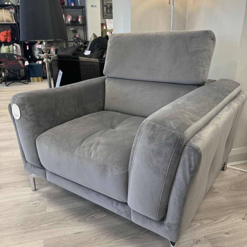 Natuzzi Editions - Atlas - Fabric Armchair in Grey Velvet Natuzzi Editions - Atlas - Fabric Armchair in Grey Velvet