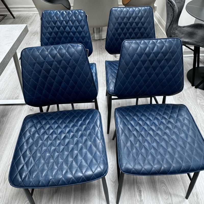 Dalton Blue - Set of 4 Quilted Dining Chairs Dalton Blue - Set of 4 Quilted Dining Chairs