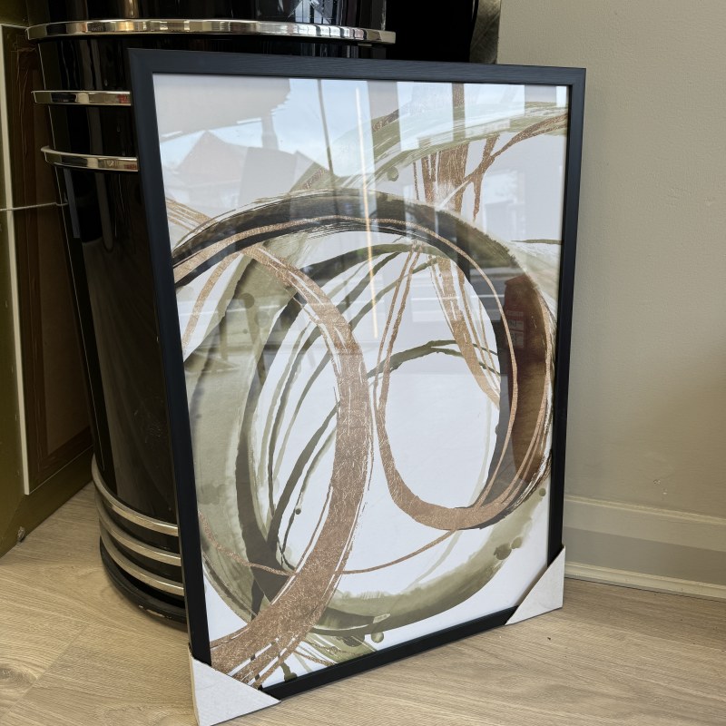 Framed Picture - Olive and Gold Abstract with Black Frame - 1 Framed Picture - Olive and Gold Abstract with Black Frame - 1