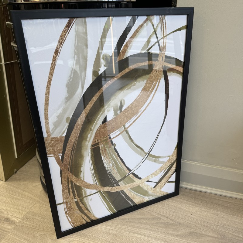 Framed Picture - Olive and Gold Abstract with Black Frame - 2 Framed Picture - Olive and Gold Abstract with Black Frame - 2