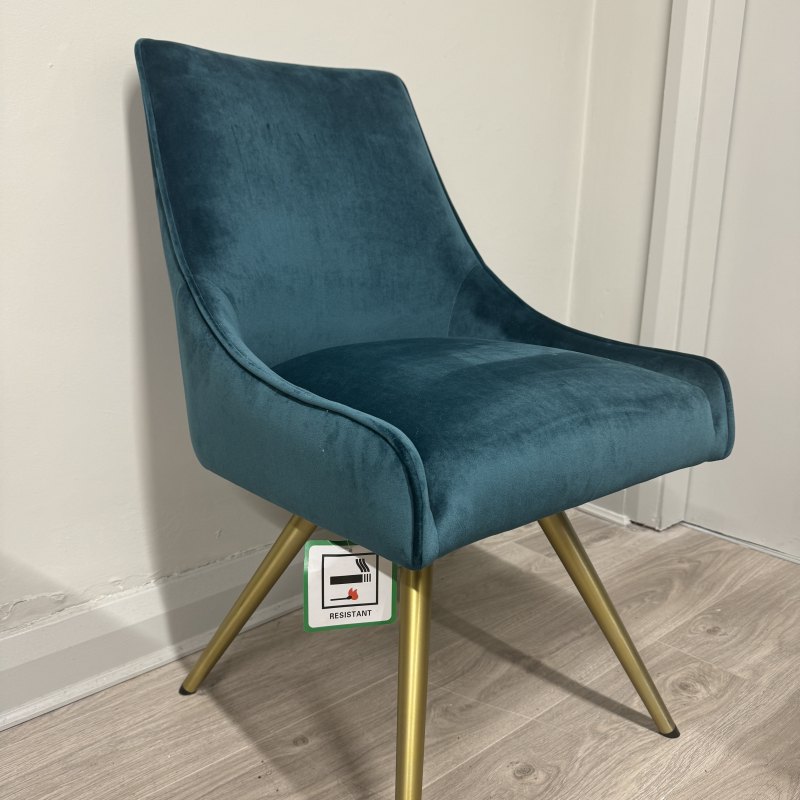 Amy Teal - Velvet Chair with Brass Legs Amy Teal - Velvet Chair with Brass Legs