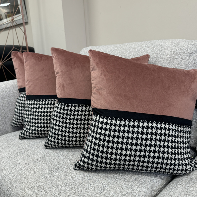 Set of 4 Couture Rose Cushions - Houndstooth by Paul Moneypenny Set of 4 Couture Rose Cushions - Houndstooth by Paul Moneypenny