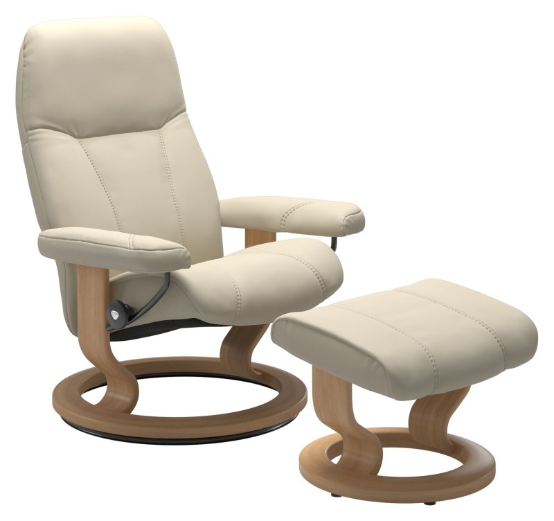 Quickship Stressless Consul - Chair & Stool With Classic Base Quickship Stressless Consul - Chair & Stool With Classic Base