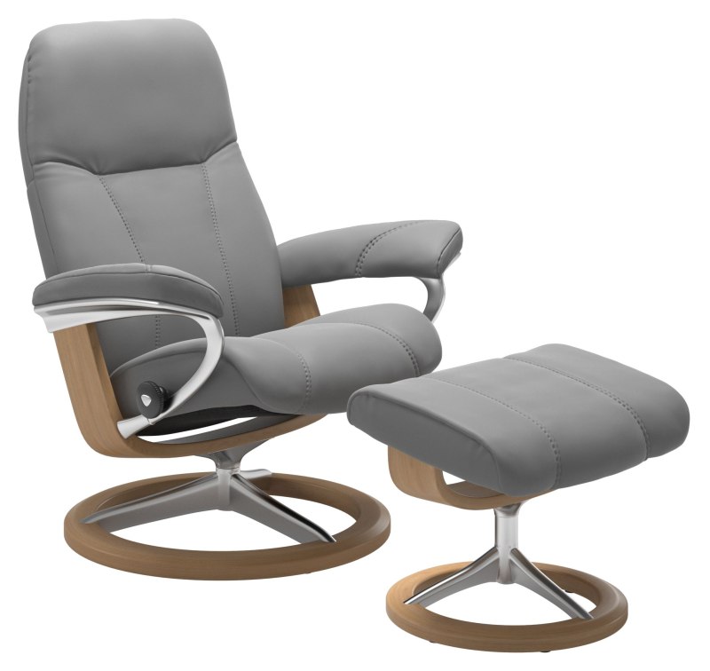 Quickship Stressless Consul - Chair & Stool With Signature Base Quickship Stressless Consul - Chair & Stool With Signature Base