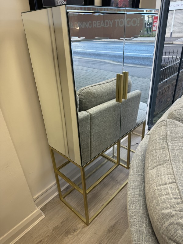 Luxe Cabinet - Tall Mirrored with Brushed Gold Luxe Cabinet - Tall Mirrored with Brushed Gold