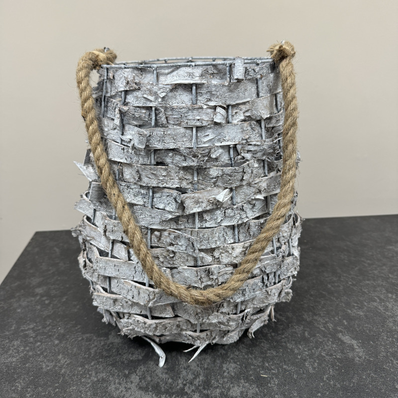 Woven Bark Lantern - with Rope Handle Woven Bark Lantern - with Rope Handle