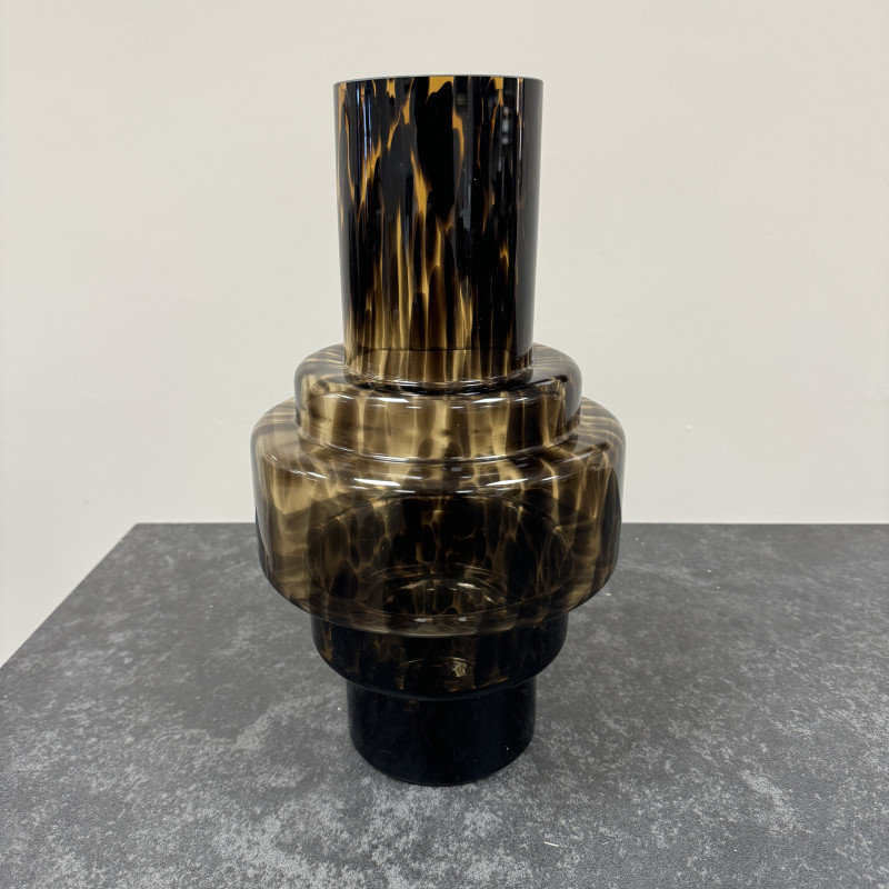 Animal Print - Amber & Black Stepped Glass Vase Animal Print - Amber & Black Stepped Glass Vase