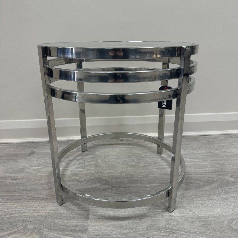 Chrome and Glass Round Side Table Chrome and Glass Round Side Table