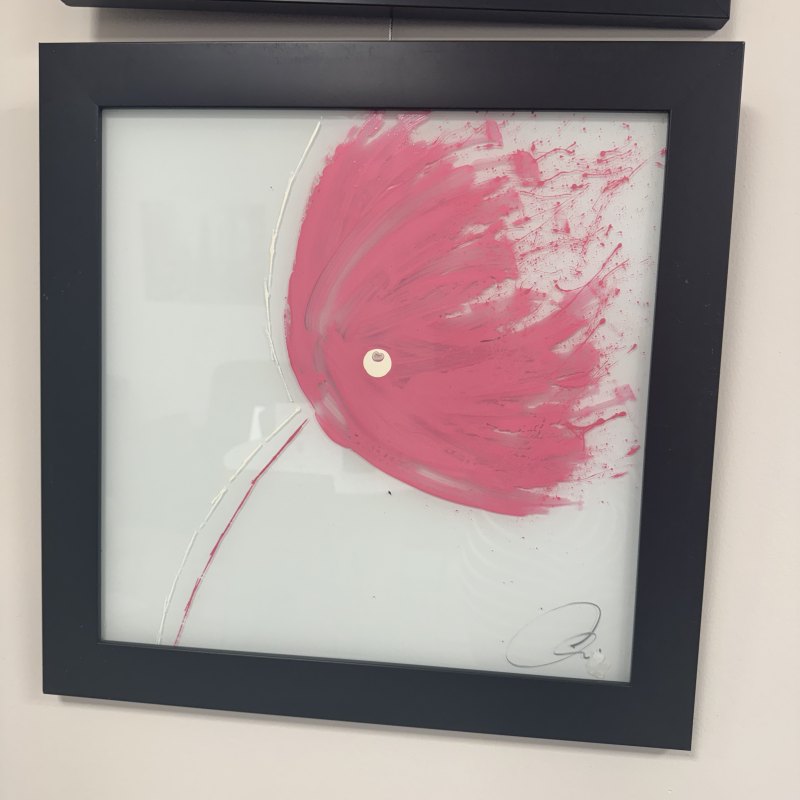 Individual Pink Flower - Glass Artwork Black Frame Individual Pink Flower - Glass Artwork Black Frame