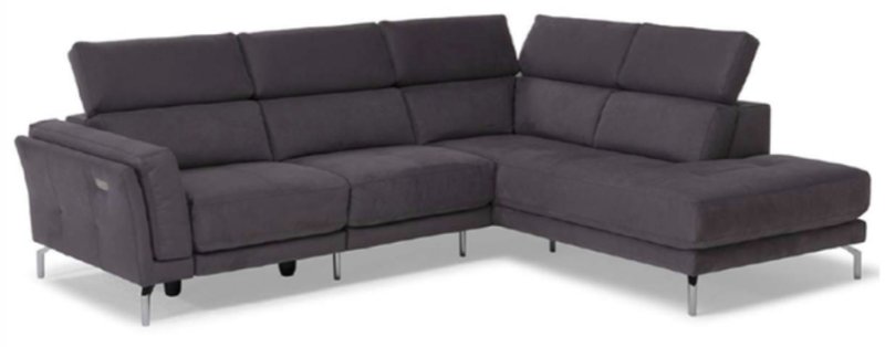 Natuzzi Editions Atlas - RHF Fabric Corner in Grey Velvet with Power Recliner Natuzzi Editions Atlas - RHF Fabric Corner in Grey Velvet with Power Recliner