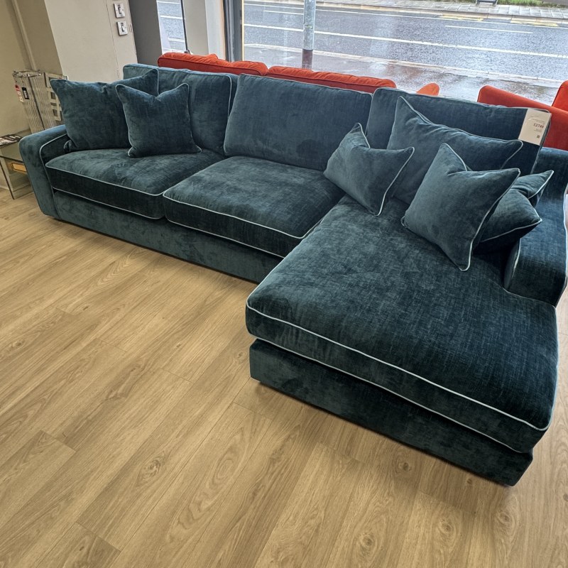 Harlem - Large Chaise Sofa in Teal Fabric Harlem - Large Chaise Sofa in Teal Fabric