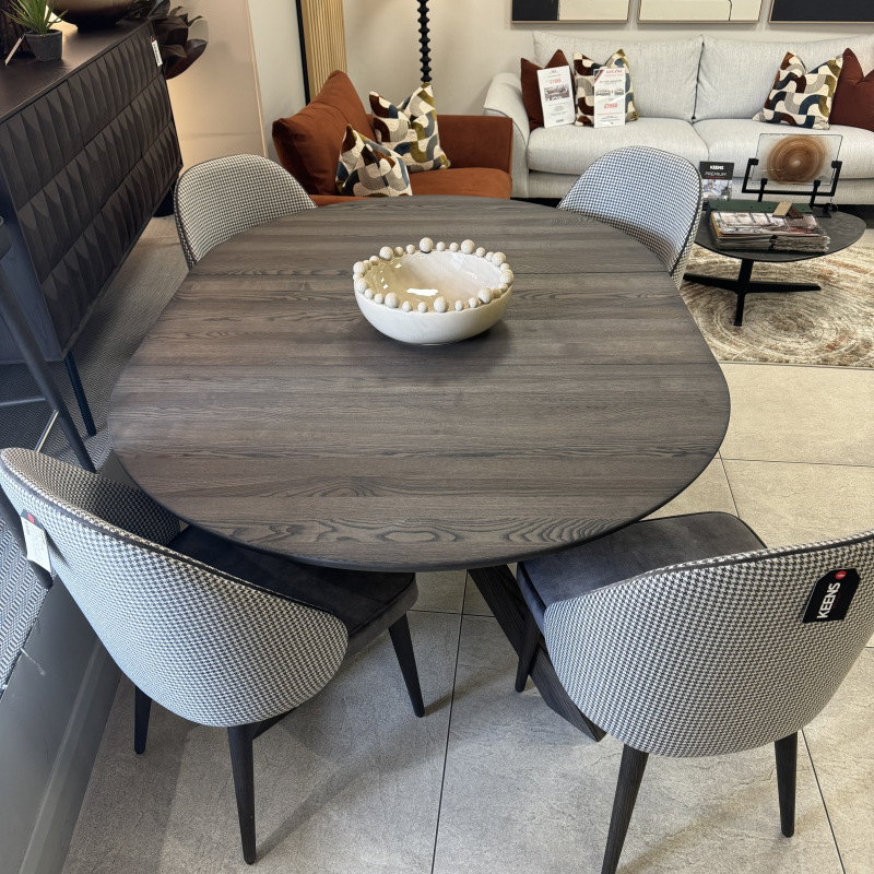 SYDNEY Extendable Round Dining Table & 4 Dining Chairs SYDNEY Extendable Round Dining Table & 4 Dining Chairs