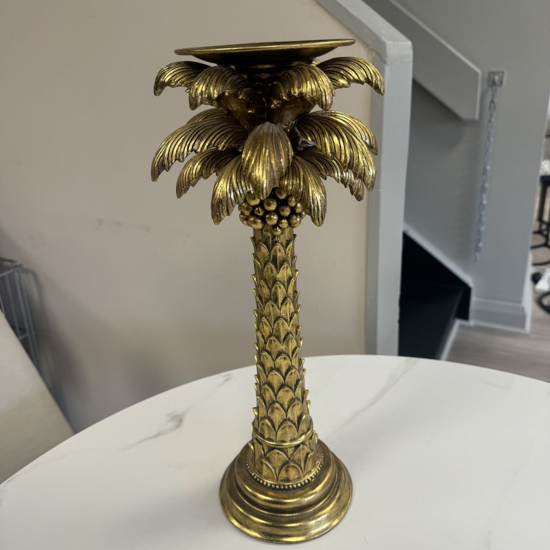 Palm Tree Candle Holder - Gold Finish Palm Tree Candle Holder - Gold Finish