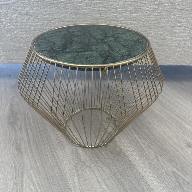 Green Marble and Gold cage Side Table Green Marble and Gold cage Side Table