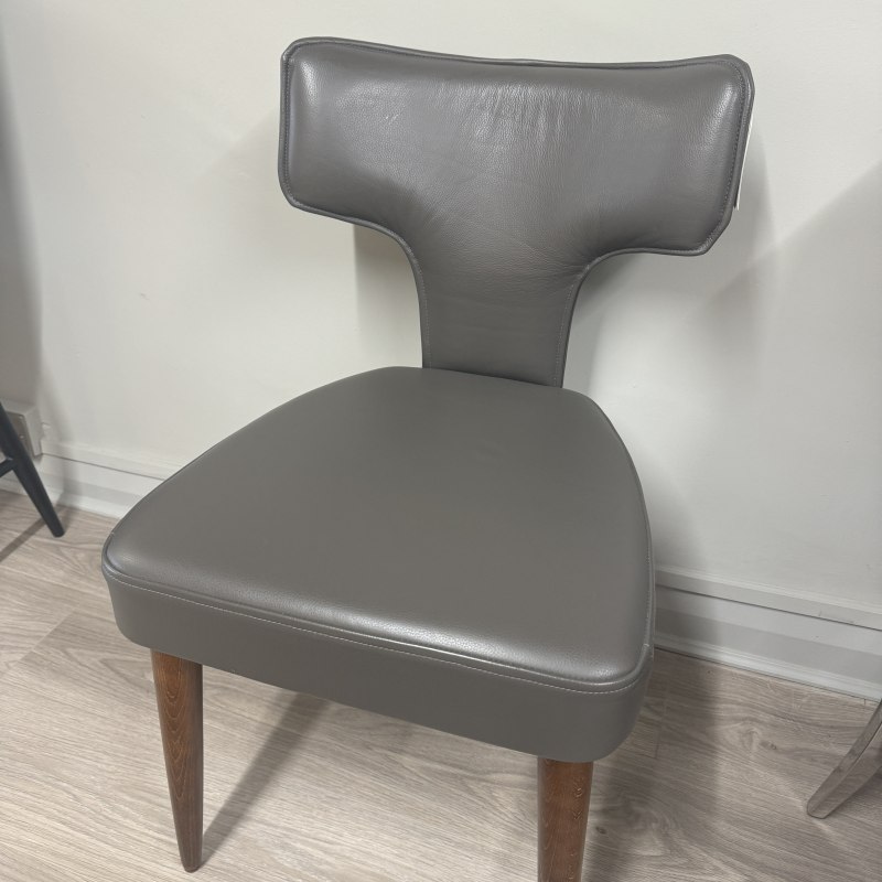 Mimo by Fama - Chair in Dark Leather with Dark Wood Legs Mimo by Fama - Chair in Dark Leather with Dark Wood Legs