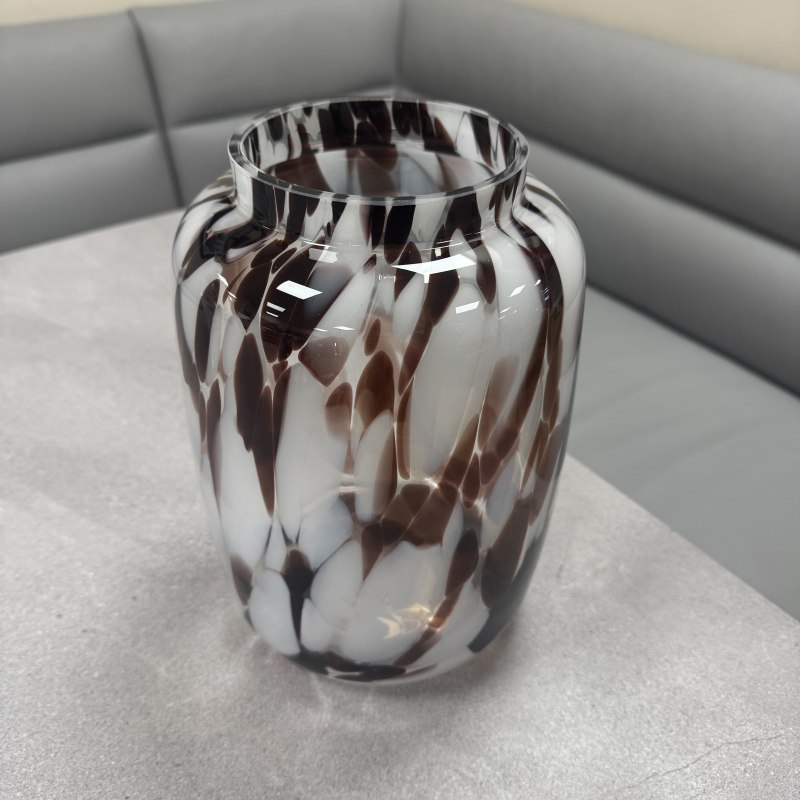 Small White Mottled Glass Vase Small White Mottled Glass Vase