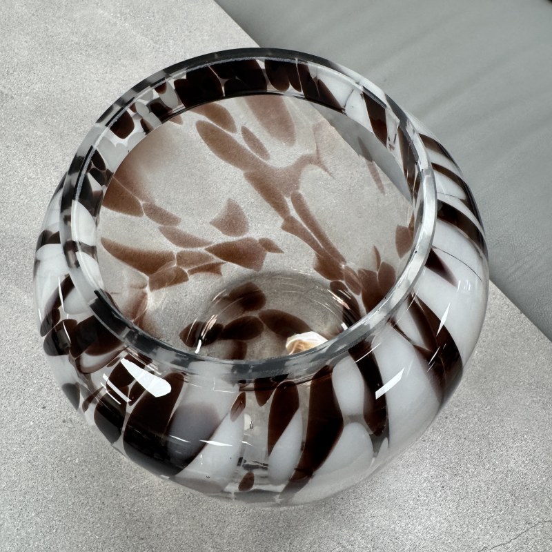 Small White Mottled Glass Vase Small White Mottled Glass Vase