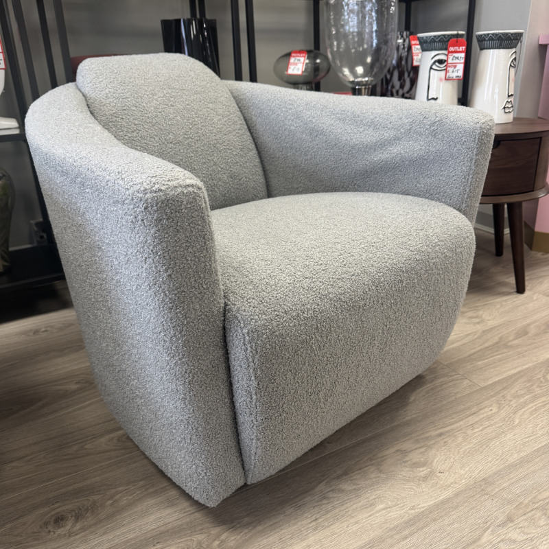 Calia Italia - Hotel Chair with Swivel - Teddy Platinum Fabric Calia Italia - Hotel Chair with Swivel - Teddy Platinum Fabric