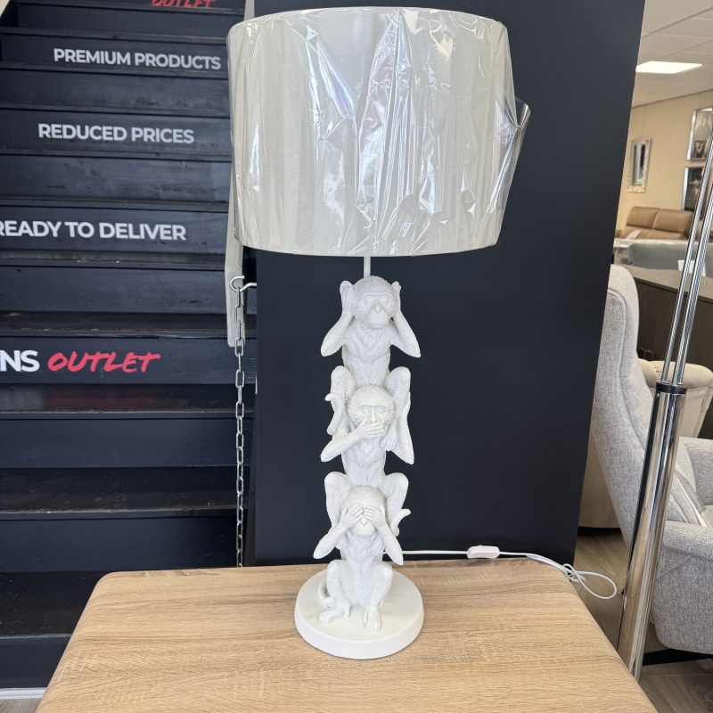White Monkey No Evil Stacked Lamp White Monkey No Evil Stacked Lamp