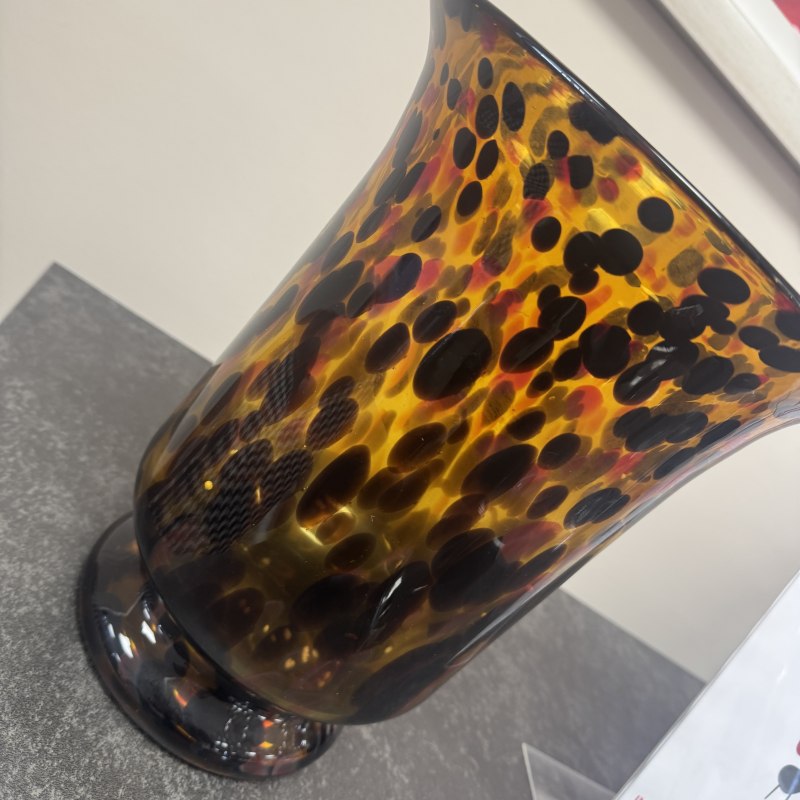 Animal Print Amber Glass Vase Animal Print Amber Glass Vase