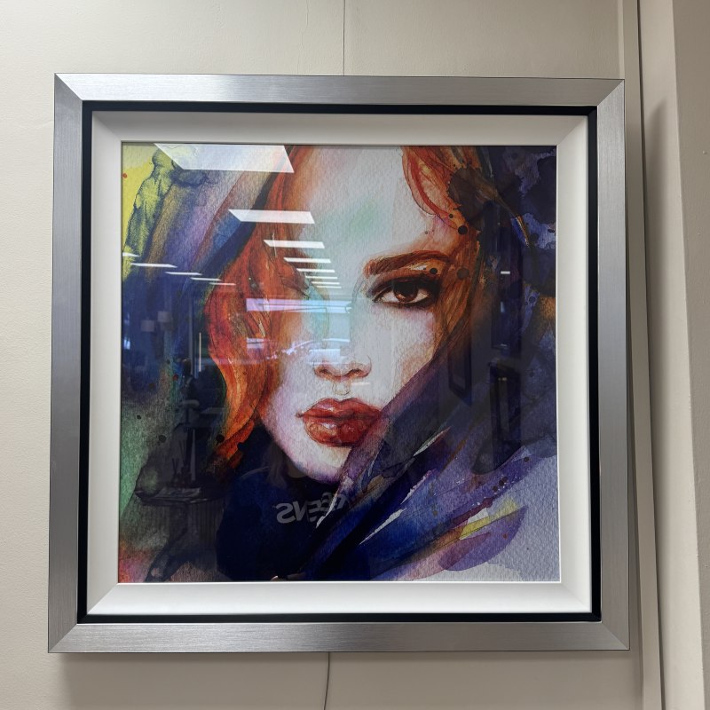 Modern Girl with Purple - Brushed Silver Frame Modern Girl with Purple - Brushed Silver Frame