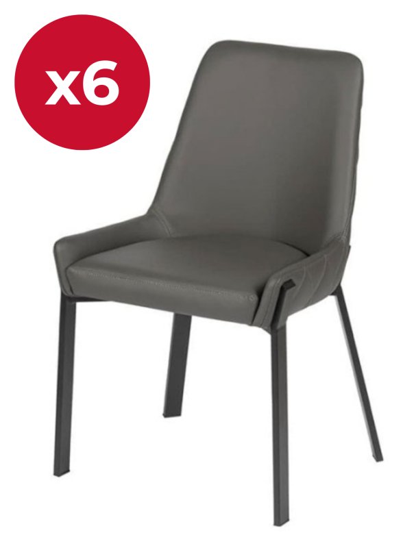 Calabria Dining Chairs - Set of 6 - Grey PU Calabria Dining Chairs - Set of 6 - Grey PU