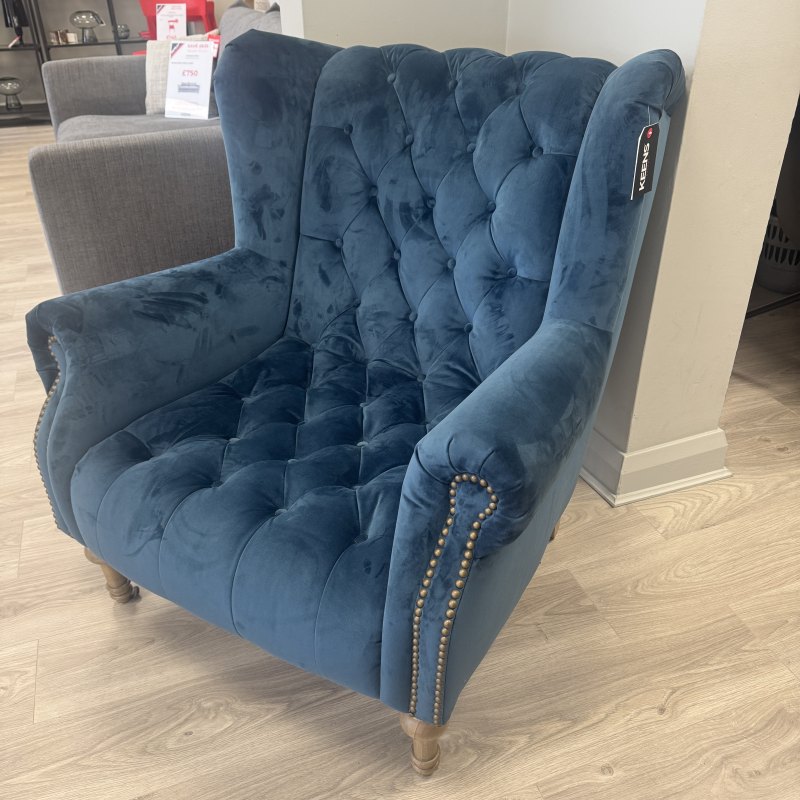 A&J Theo Armchair in Navy Velvet A&J Theo Armchair in Navy Velvet