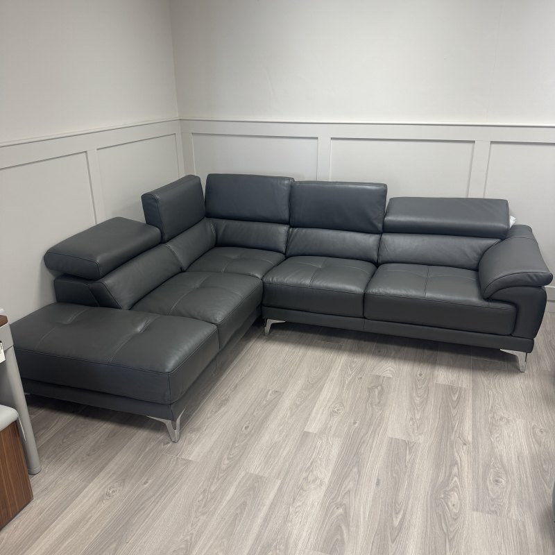 Solar RHF Corner Sofa in Stone Leather Solar RHF Corner Sofa in Stone Leather
