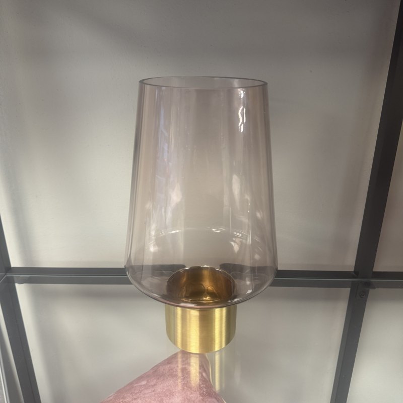 Blush Glass Contemporary Vase with Brass Base Blush Glass Contemporary Vase with Brass Base