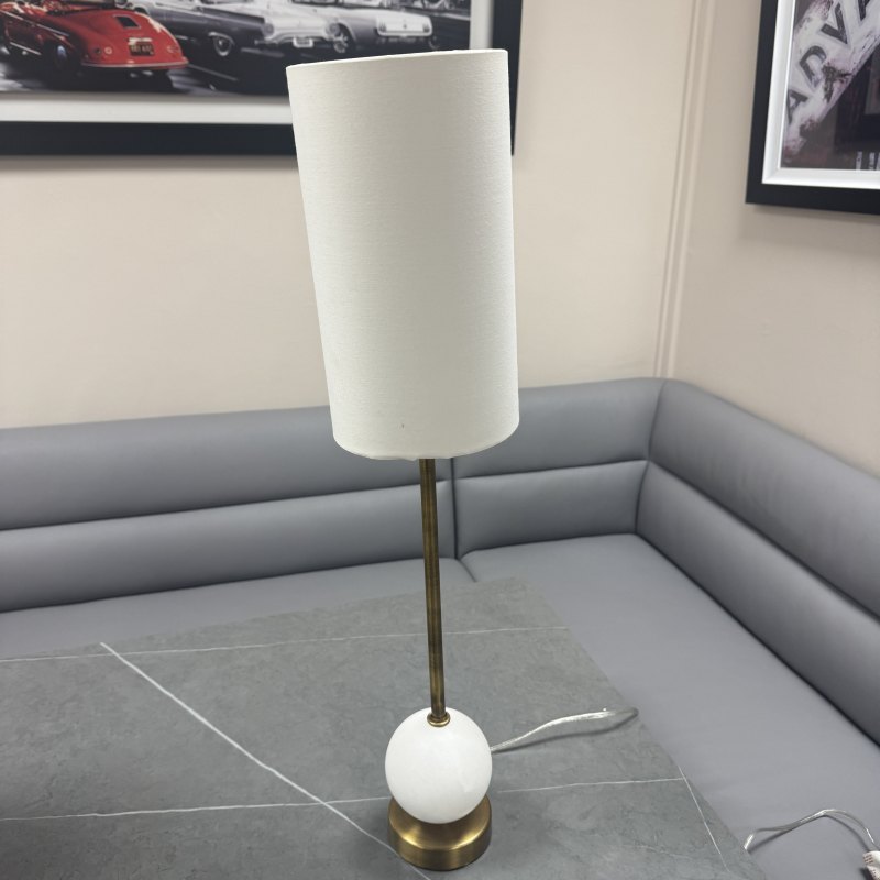 Marble & Brass Slimline Table Lamp - Damaged Shade Marble & Brass Slimline Table Lamp - Damaged Shade