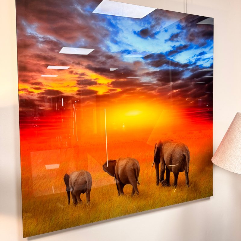 3 Elephants - Glass Picture 3 Elephants - Glass Picture