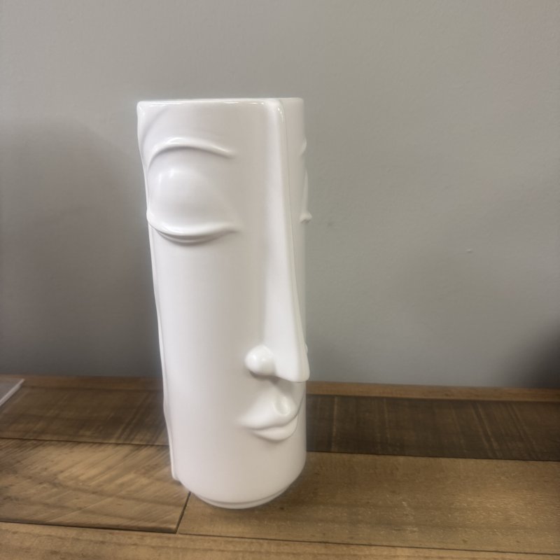 White Face Vase with Hair White Face Vase with Hair