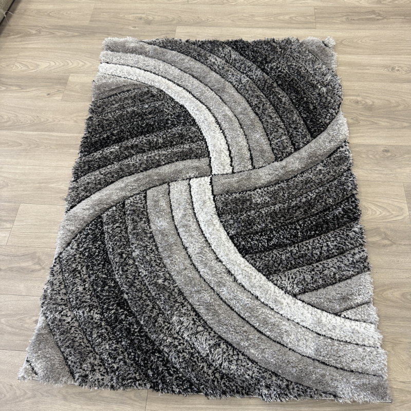 Velvet 3D Carved Piruette Rug - Grey/Black Velvet 3D Carved Piruette Rug - Grey/Black