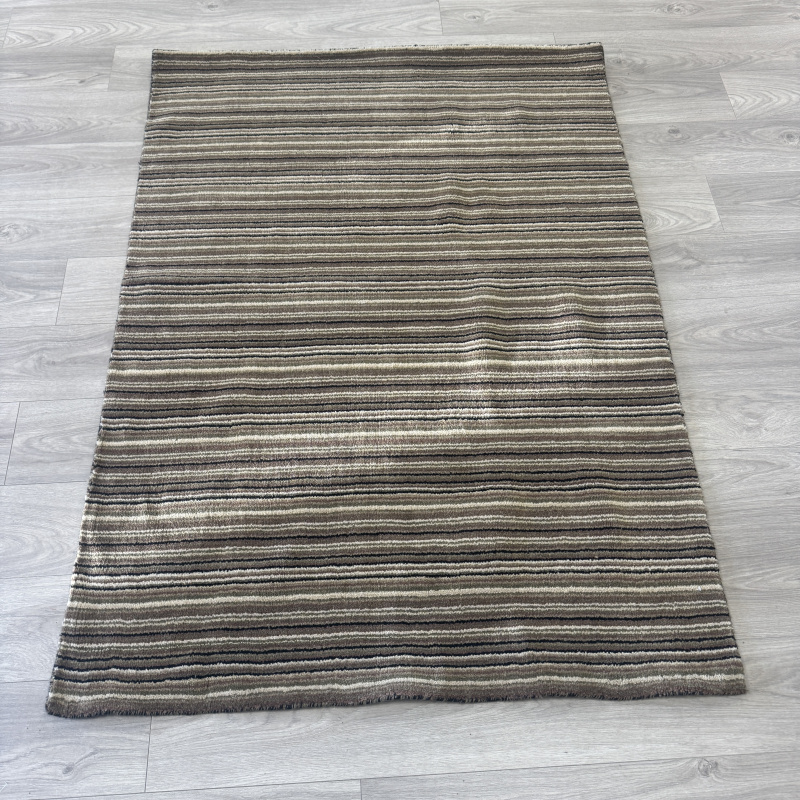 100% Wool - Natural & Mocha Stripe Rug 100% Wool - Natural & Mocha Stripe Rug